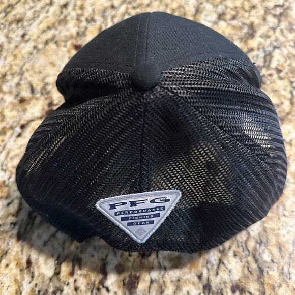 Columbia PFG Mesh Snapback Hat Black Fish Hook Logo Trucker Cap Adjustable - Picture 3 of 4